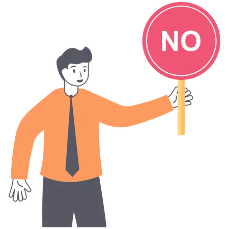 Businessman showing no sign board  Illustration