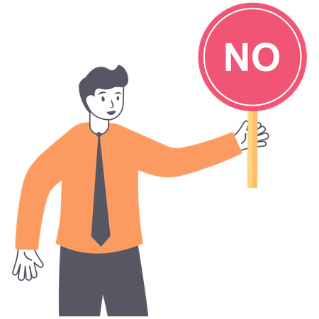 Businessman showing no sign board  Ilustración