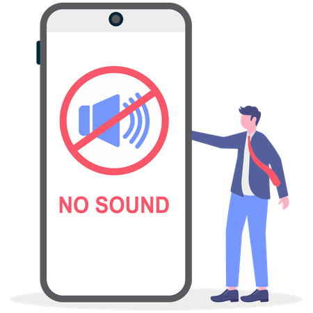 Businessman showing no sound in mobile  Illustration