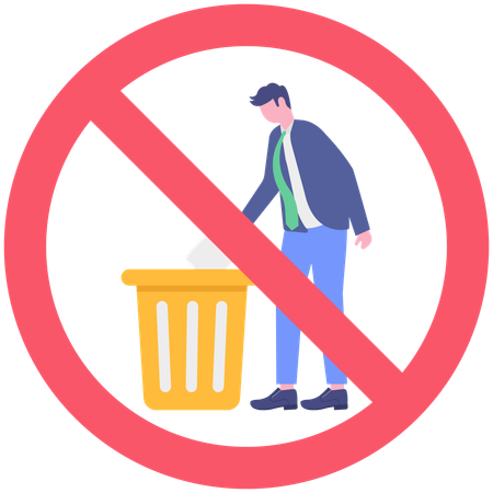 Businessman showing no trash sign  Illustration
