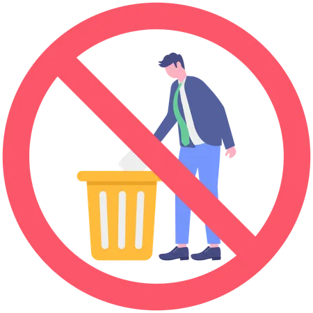 Businessman showing no trash sign  Illustration
