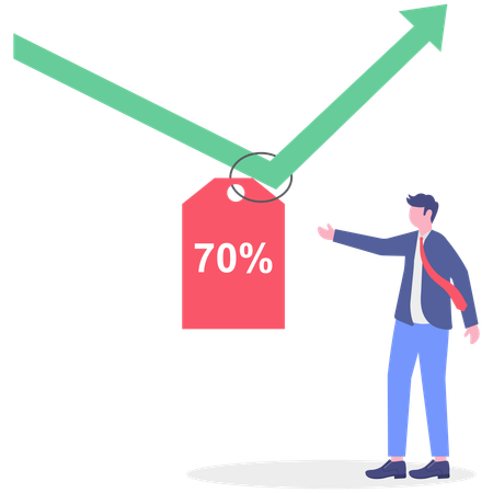 Businessman showing offer label  Illustration