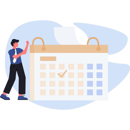 Businessman showing office work calendar  Illustration