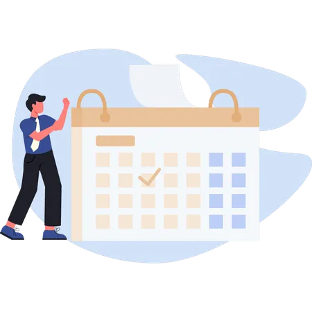 Businessman showing office work calendar  Illustration