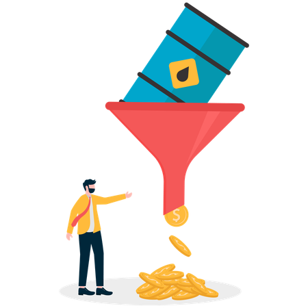 Businessman showing oil earning  Illustration