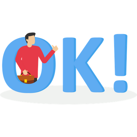 Businessman Showing Ok Symbol  Illustration