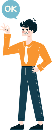 Businessman showing okay gesture  Illustration