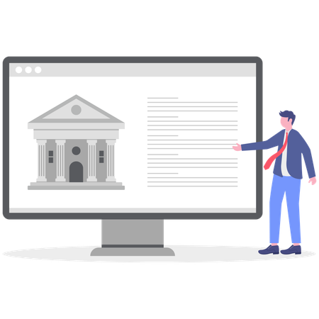 Businessman showing online bank  Illustration