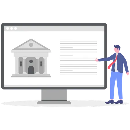 Businessman showing online bank  Illustration