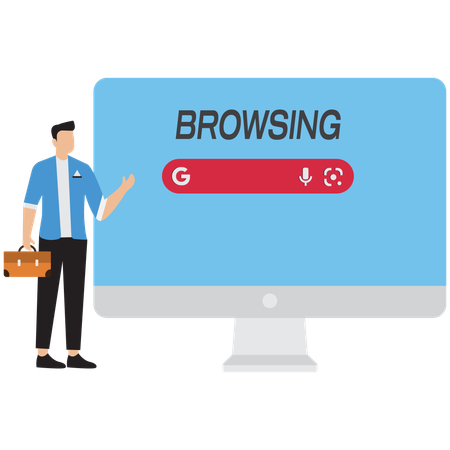 Businessman showing online browsing  Illustration