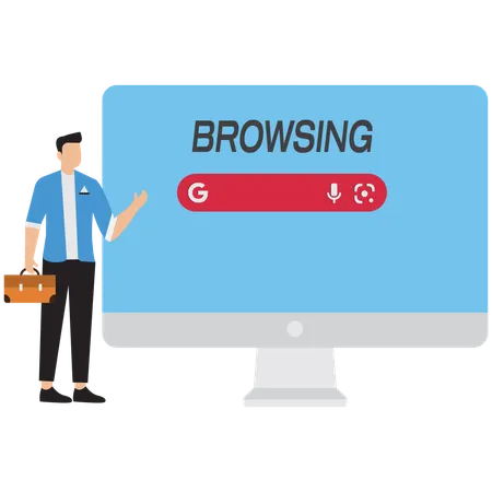 Businessman showing online browsing  Illustration