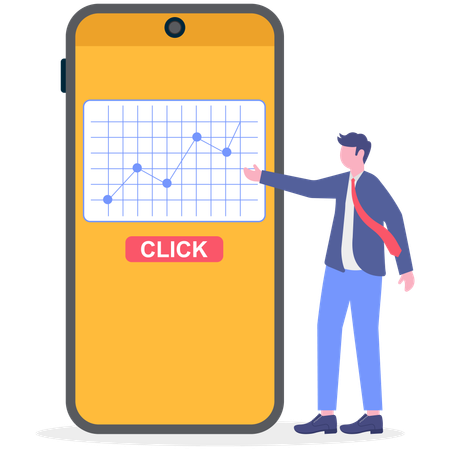 Businessman showing online data  Illustration