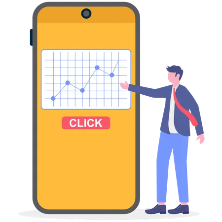 Businessman showing online data  Illustration