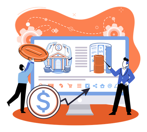 Businessman showing online investment profit  Illustration