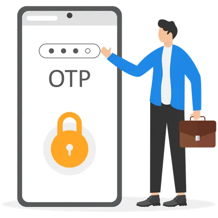 Businessman showing opt on mobile  Illustration