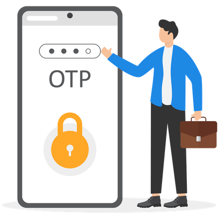 Businessman showing opt on mobile  Illustration