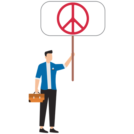 Businessman showing peace sign  Illustration