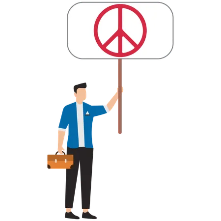 Businessman showing peace sign  Illustration