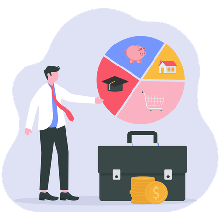 Businessman showing pie chart data  Illustration