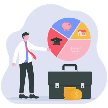 Businessman showing pie chart data  Illustration
