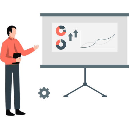 Businessman showing pie chart growth  Illustration