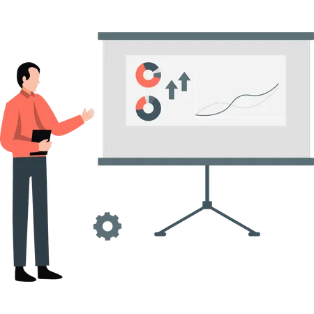 Businessman showing pie chart growth  Illustration