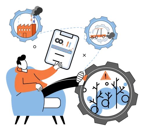 Businessman showing pollution analysis report  Illustration