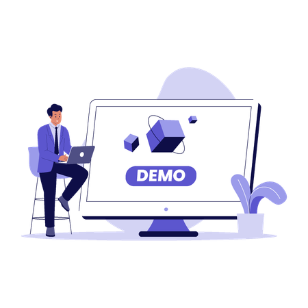 Businessman showing Product Demo to Clients  Illustration