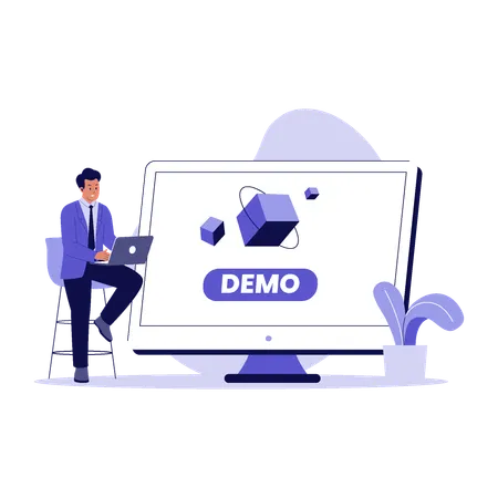 Businessman showing Product Demo to Clients  Illustration