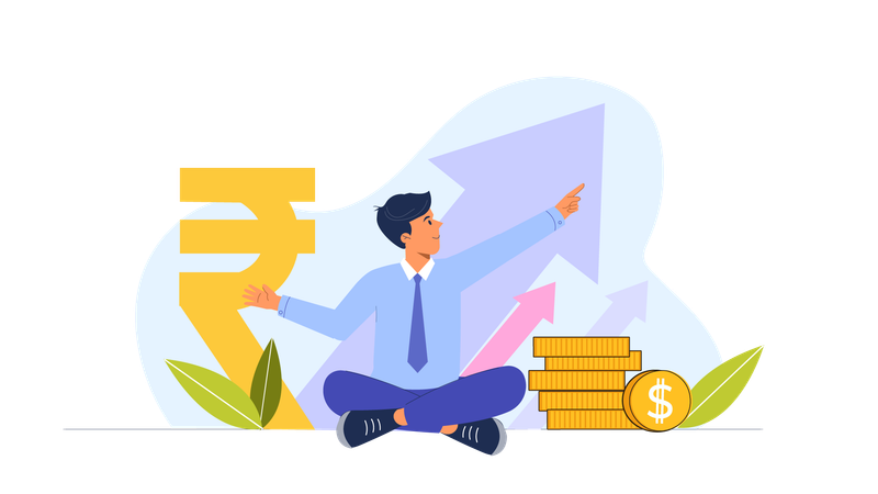 Businessman showing profit growth  Illustration