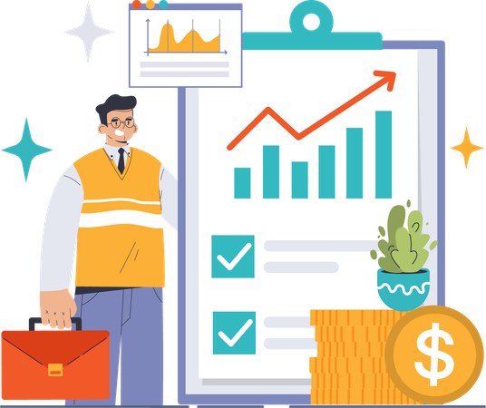 Businessman showing profit report  Illustration