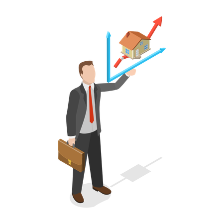 Businessman showing Real Estate Price Growth  Illustration