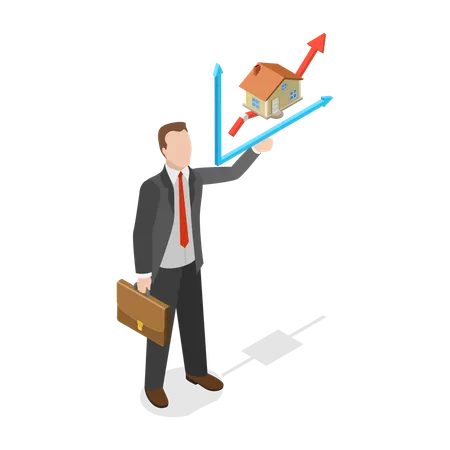 Businessman showing Real Estate Price Growth  Illustration