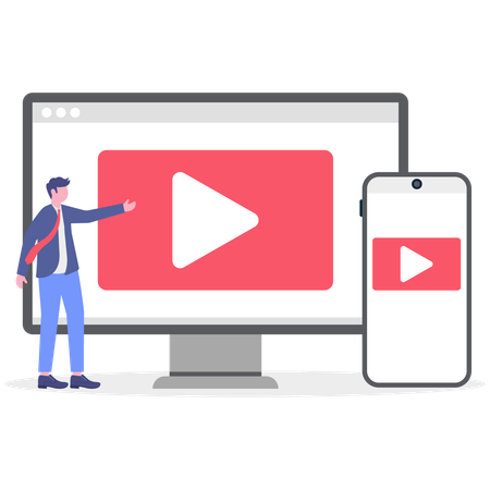 Businessman showing responsible video  Illustration
