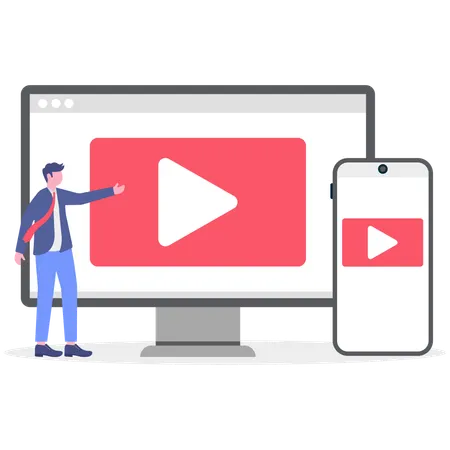 Businessman showing responsible video  Illustration