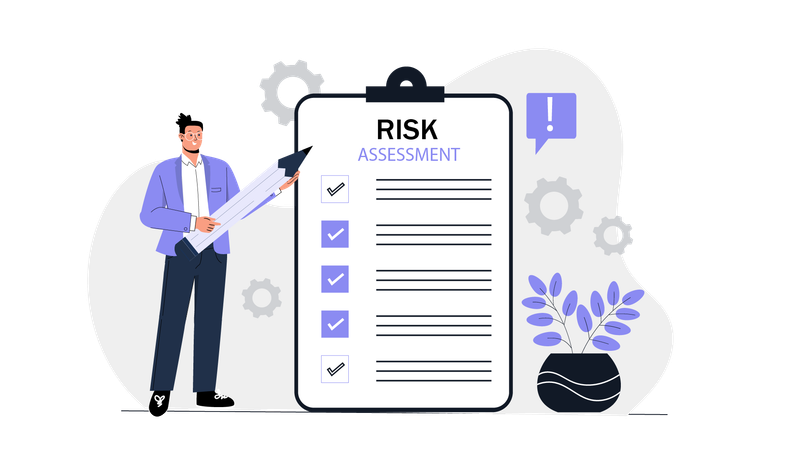 Businessman showing risk assessment report  Illustration