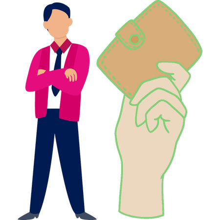 Businessman showing saving money in wallet  Illustration