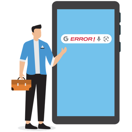 Businessman showing search error  Illustration