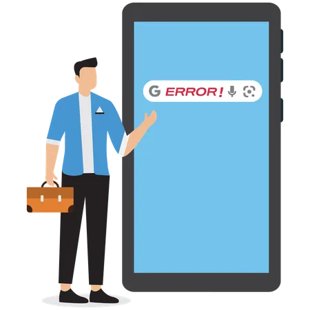 Businessman showing search error  Illustration