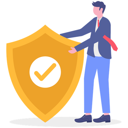 Businessman showing security shield  Illustration
