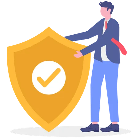 Businessman showing security shield  Illustration