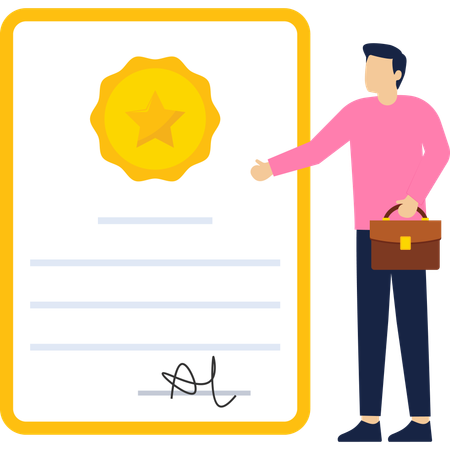 Businessman showing sign document  Illustration