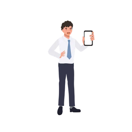 Businessman showing smartphone  Illustration