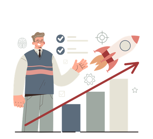 Businessman showing startup growth  Illustration