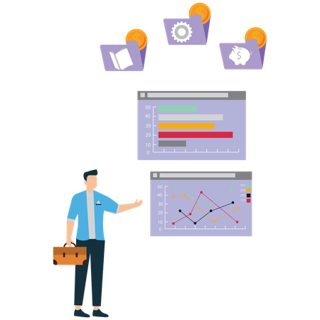 Businessman showing Statistics report  Illustration