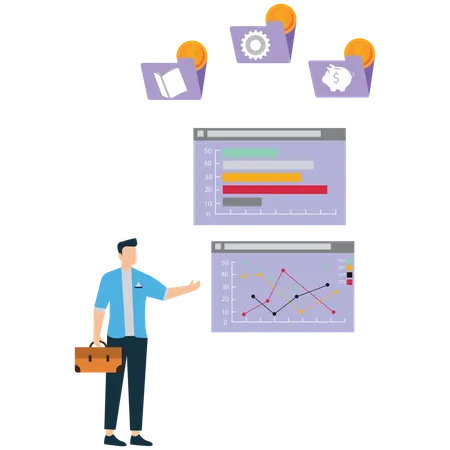Businessman showing Statistics report  Illustration