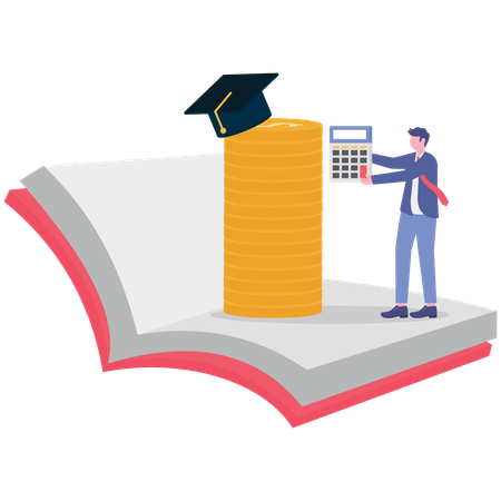 Businessman showing student loan calculation  Illustration