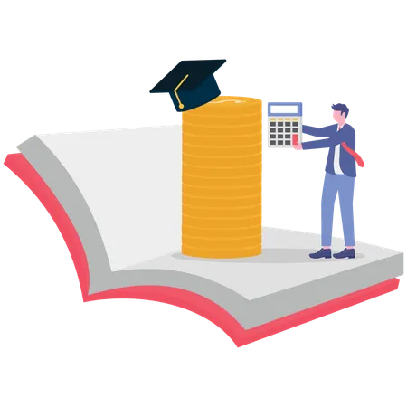 Businessman showing student loan calculation  Illustration