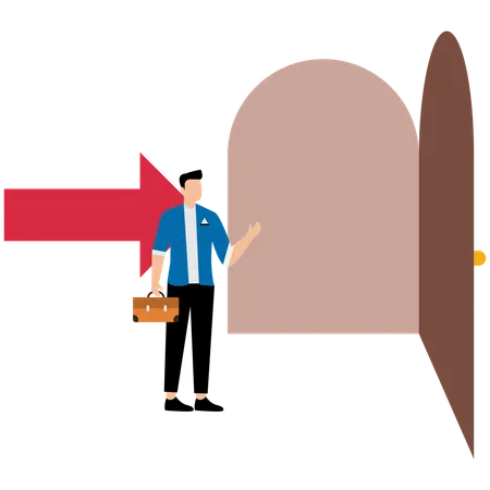 Businessman showing success gate  Illustration