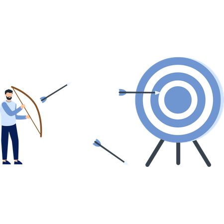 Businessman showing Success Goal Achievement and Precision  Illustration